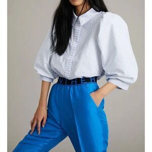 Munthe Alost Top in Blue Pinstripe Size 36 (small/Med) 3/4 Puff Sleeve